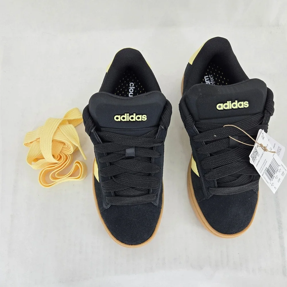 Adidas Grand Court Alpha 00s Women 6 Black Yellow Gum Suede Sneakers IH1288